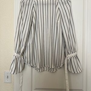 Dalia Off-Shoulder Blouse with Black Stripes
